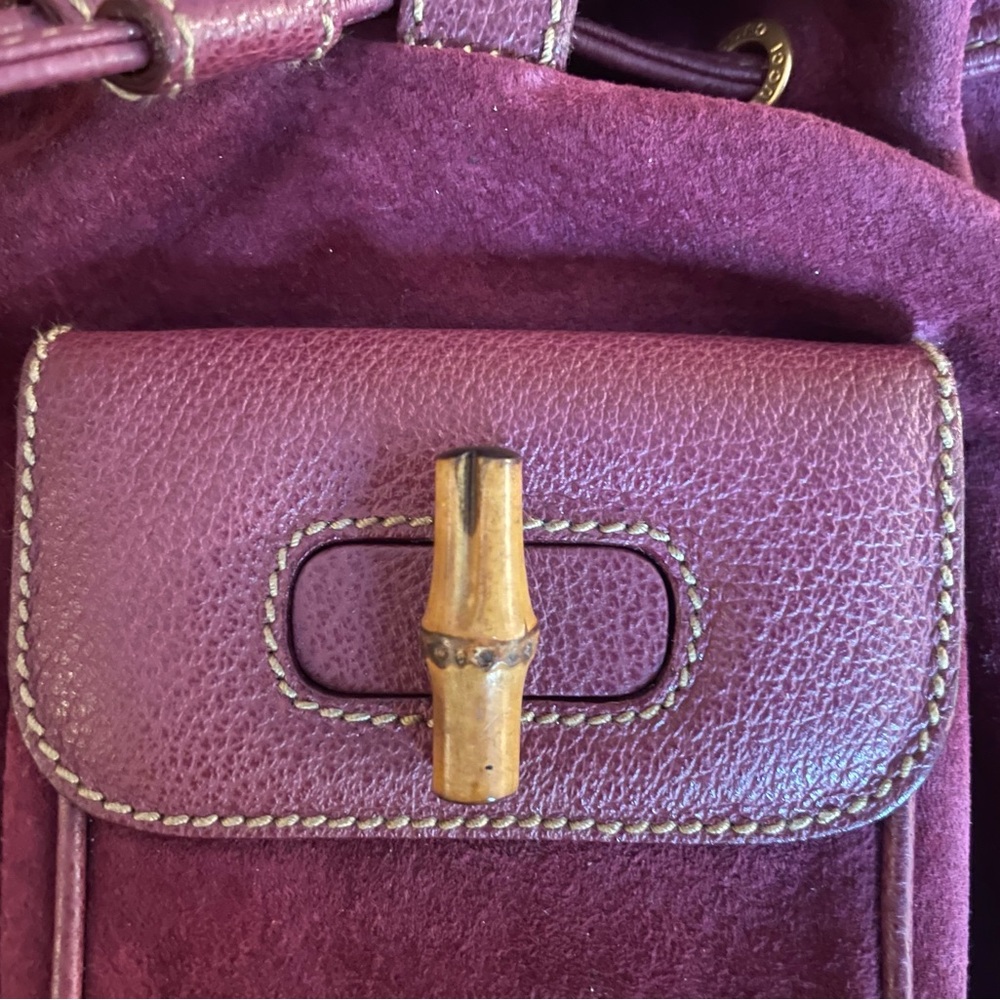 Rare Gucci purple Tom Ford era bamboo backpack. EUC with no noted flaws! - Picture 12 of 14